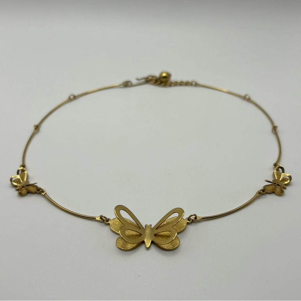 Vintage Gold Tone Butterfly Collar Necklace | 1990s Romantic Statement